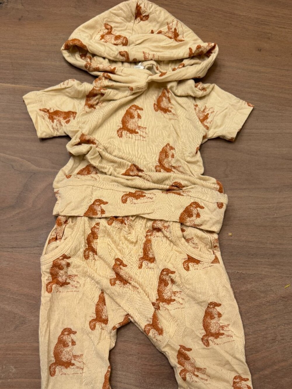 Kate Quinn Duck Print Hooded Top & Jogger Set Tan Modal 12-18M